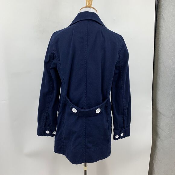 J Crew Peacoat Womens 4 Navy Double Breasted Heavyweight Cotton Twill Jacket - Picture 6 of 14